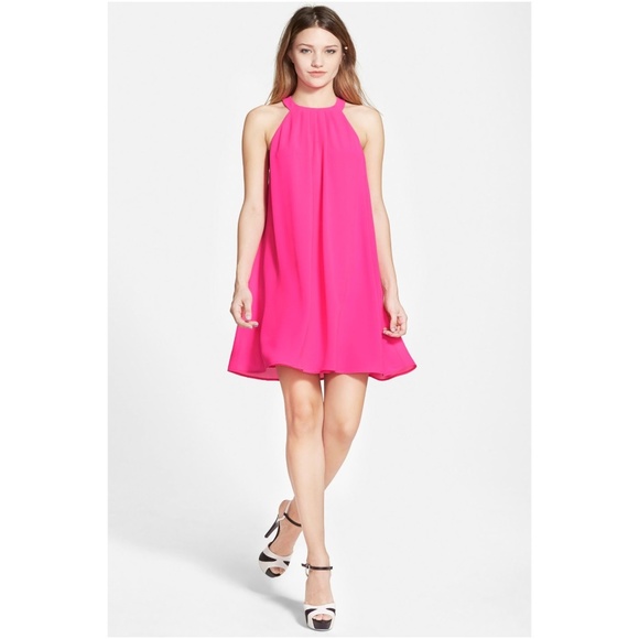 Astr Dresses & Skirts - 120 ASTR THE LABEL Fuchsia Pink High Neck Shift Dress sz M